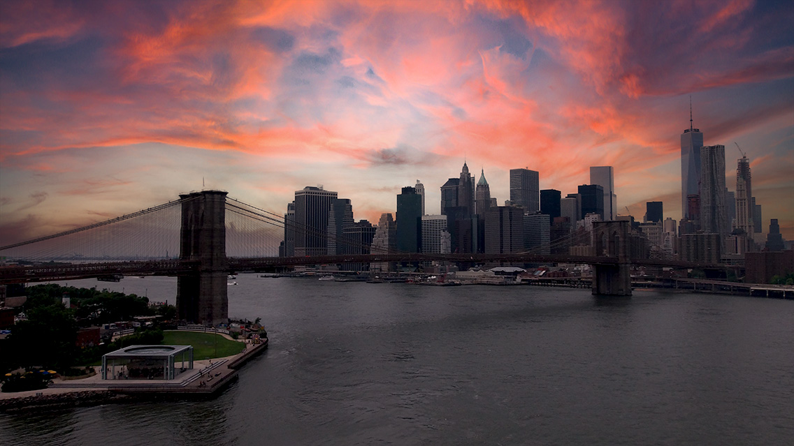 Las vistas de Manhattan al atardecer