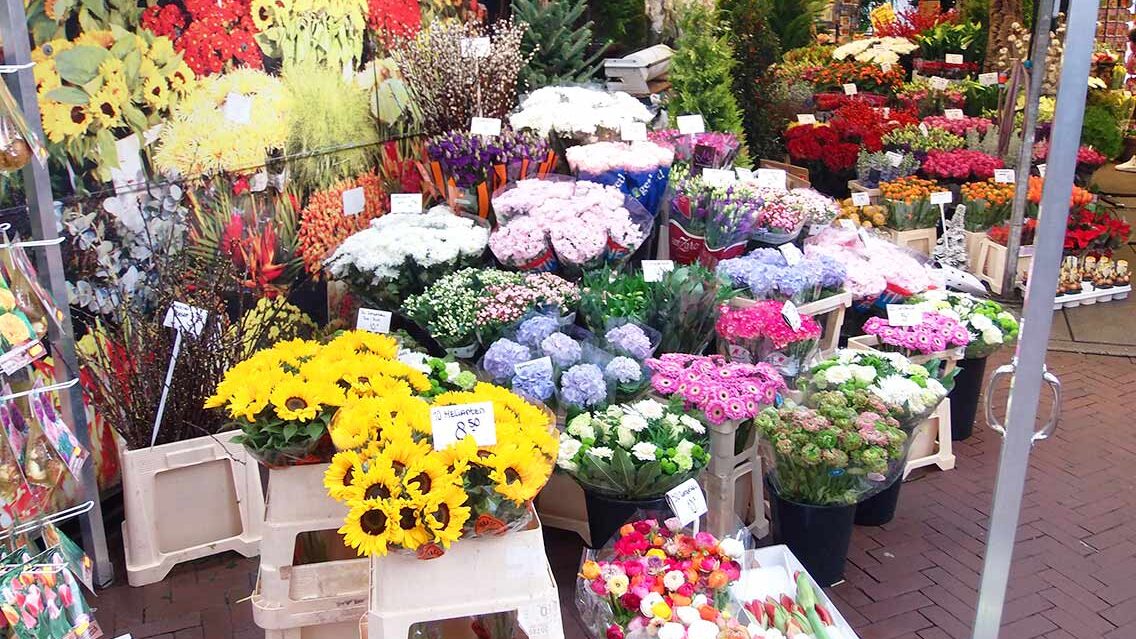 Parada de flores en el mercado de Pijp