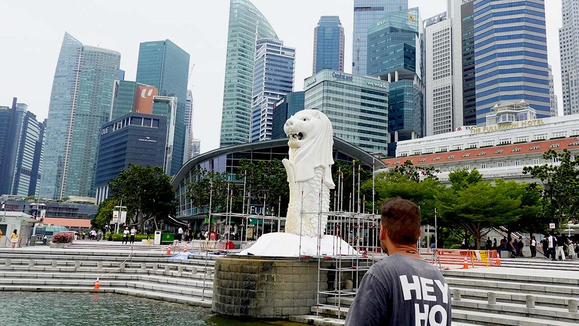 Vistas de la estatua de Merlion