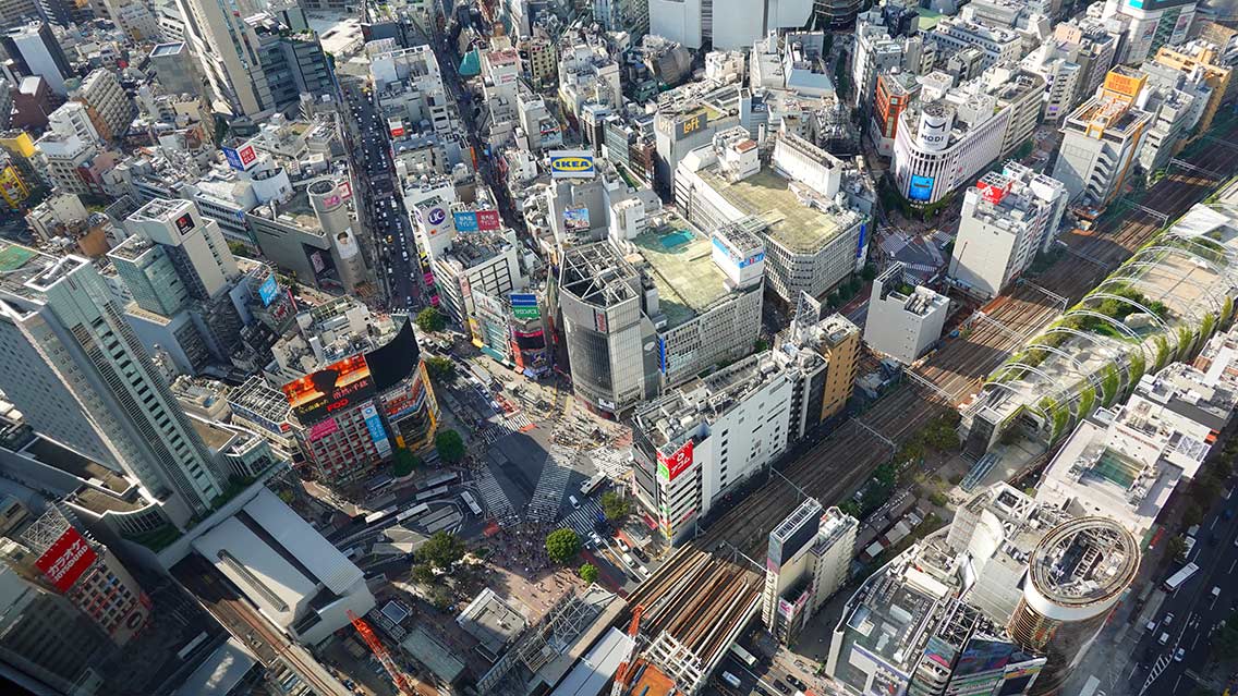 Vistas del "cruce de Shibuya" desde el Sky Shibuya