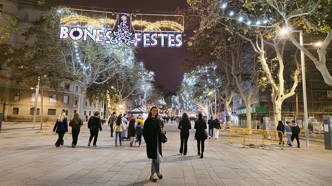La Rambla de Barcelona iluminada