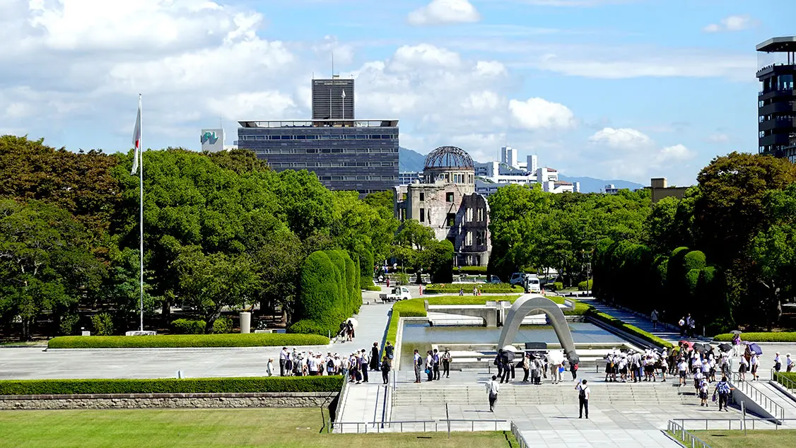 Vista aérea del Parque Conmemorativo de la Paz de Hiroshima