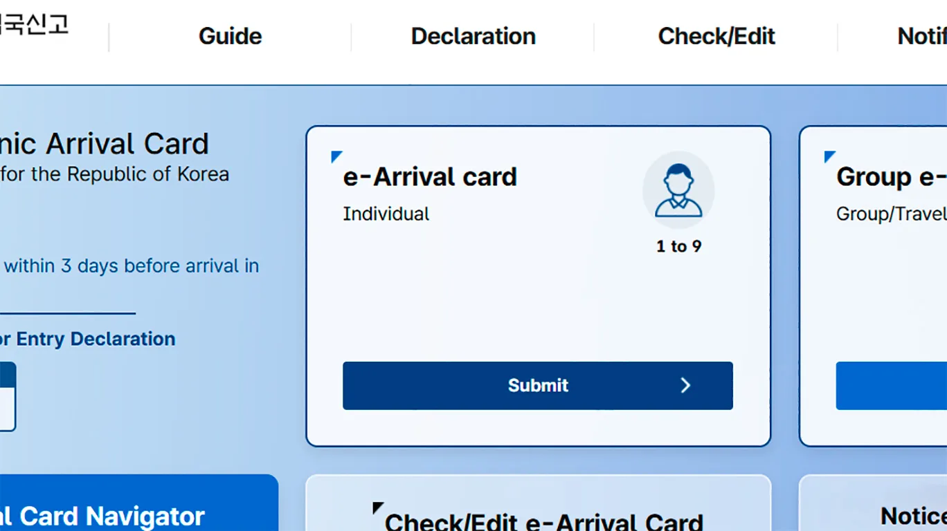 Clica la opción E-Arrival card individual