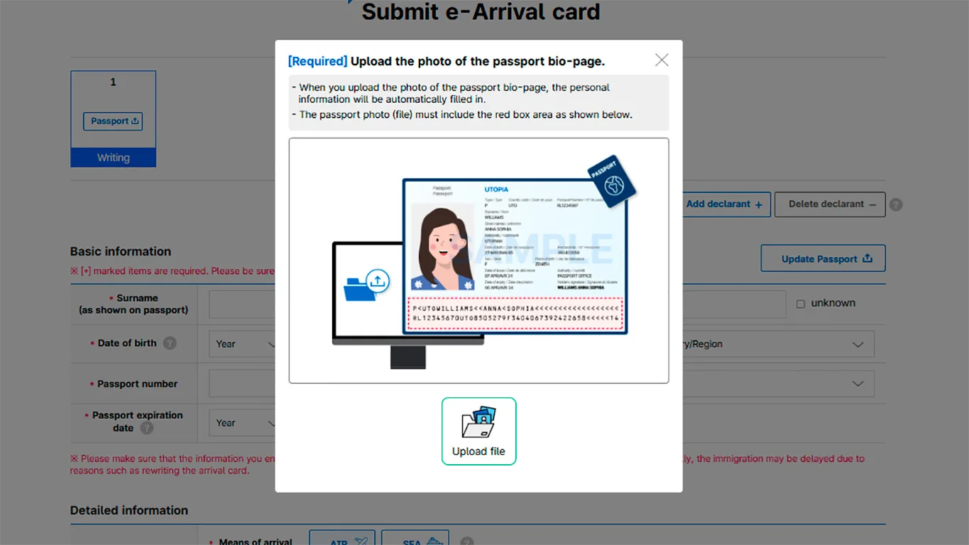 Debes adjuntar una foto del pasaporte