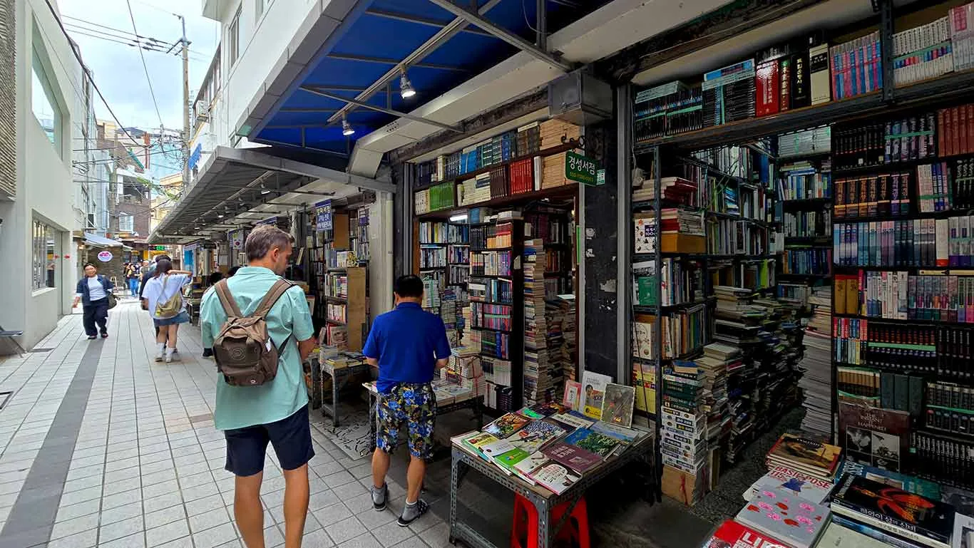 Calle llena de libros